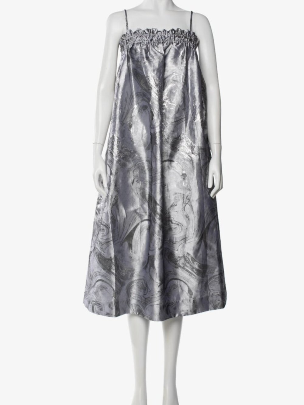 Ganni Silver Metallic Paisley Maxi Dress, size 38 (EU)